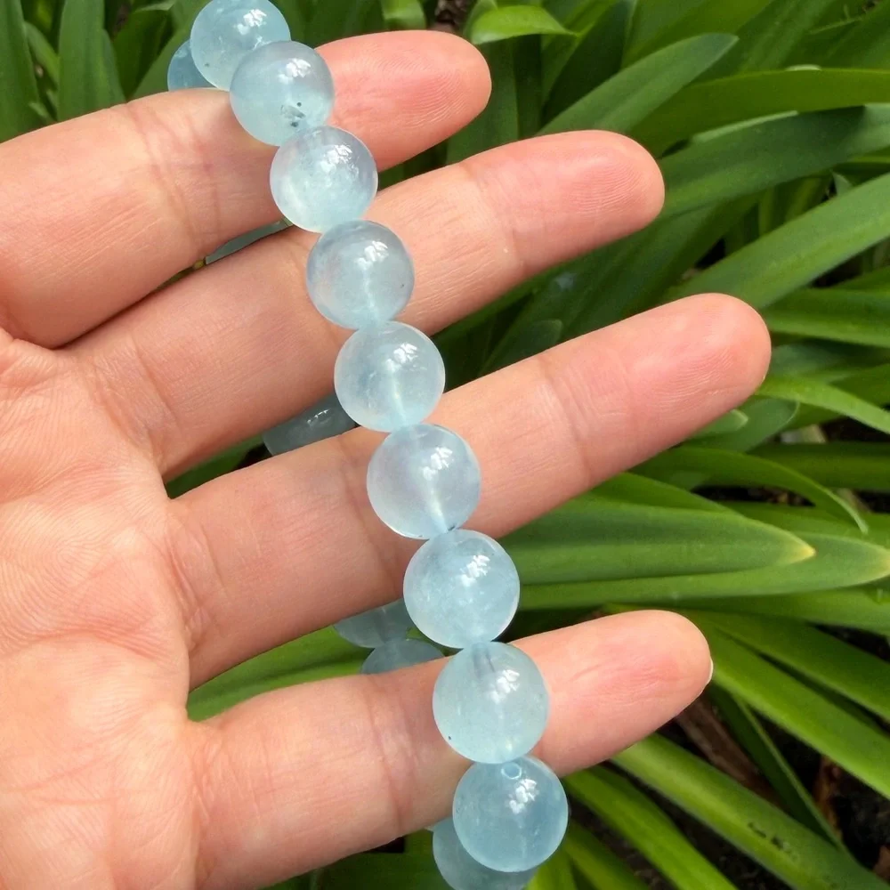 11mm stretchable blue aquamarine‎ bracelet 0351